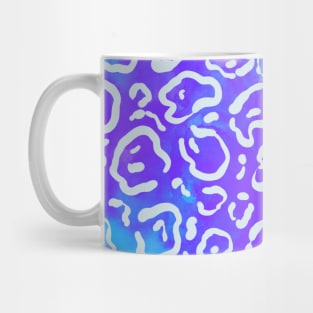 Blue and Purple Watercolor wild cat pattern Mug